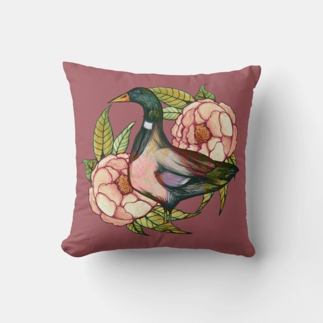 Mallard Anka Peony Älskare Kudde (Framsida)