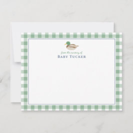 Mallard Anka Preppy Gingham Pojke Note Cards Inbjudningar