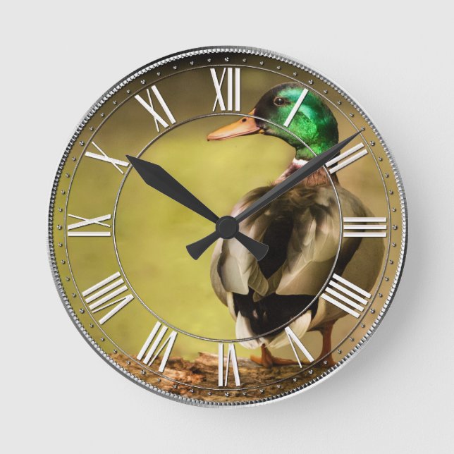Mallard Anka Rund Klocka (Framsida)