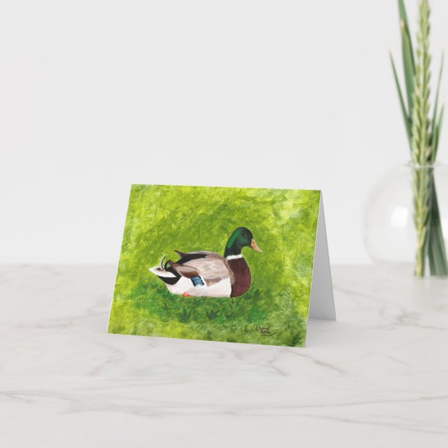 Mallard Anka Sitta i Grass Greeting Cards Kort (Framsida)