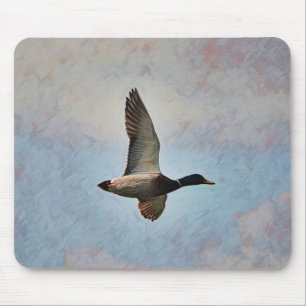 Mallard Anka som flyger i Himlar Art Mouse Pad Musmatta