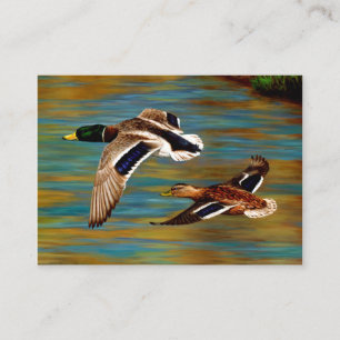 Mallard Anka som flyger över Pond Visitkort