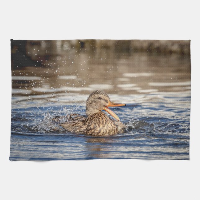 Mallard Anka vid Downing Park Kökshandduk (Horisontell)
