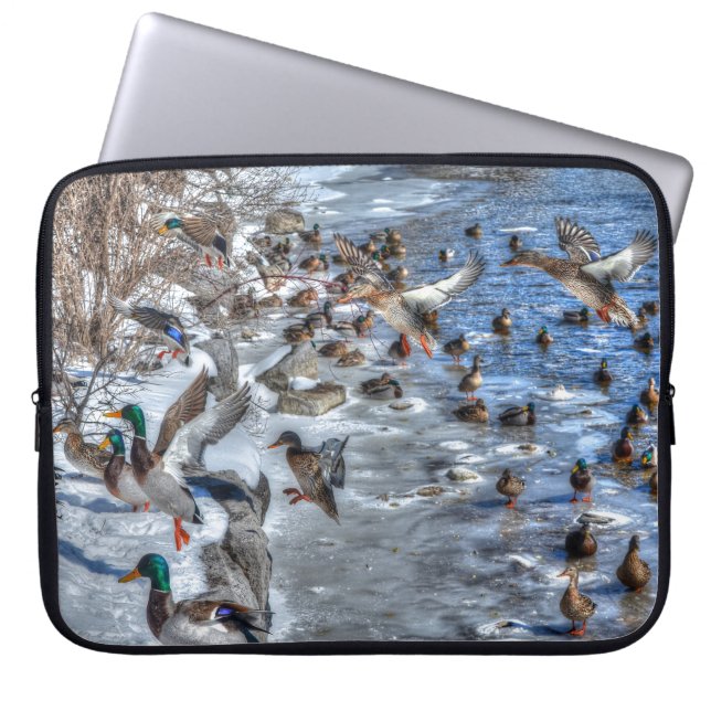 Mallard Anka Wildlife Photo for Bird-älskare Laptop Sleeve (Framsidan)