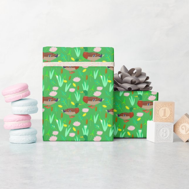 Mallard Ankor i A Swamp Mönster Presentpapper (Baby Shower)