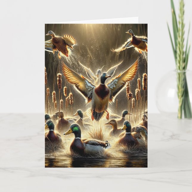 Mallard Ankor I Pond för födelsedagen Kort (Framsida)