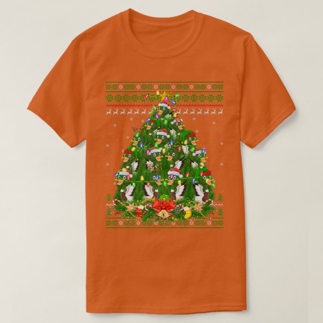 Mallard Bird Julafton Lighting Träd Santa Mallard  T Shirt (Design framsida)