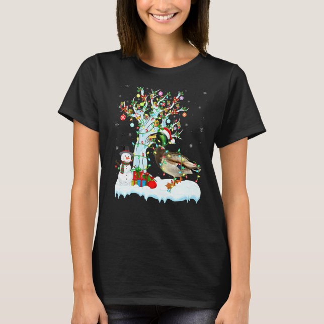 Mallard Bird Julafton Träd Lighting Santa Hat Mall T Shirt (Framsida)