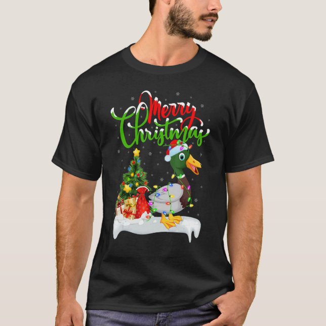 Mallard Bird   Xmas Decorations Santa Mallard Chri T Shirt (Framsida)