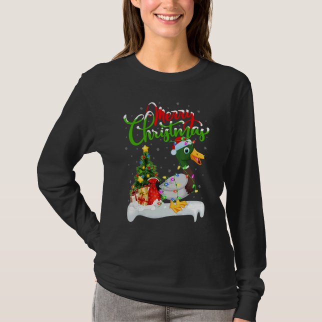 Mallard Bird   Xmas Decorations Santa Mallard Chri T Shirt (Framsida)