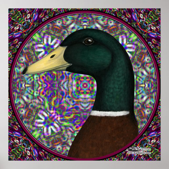 Mallard Drake Mosaic Circle Poster (Framsidan)