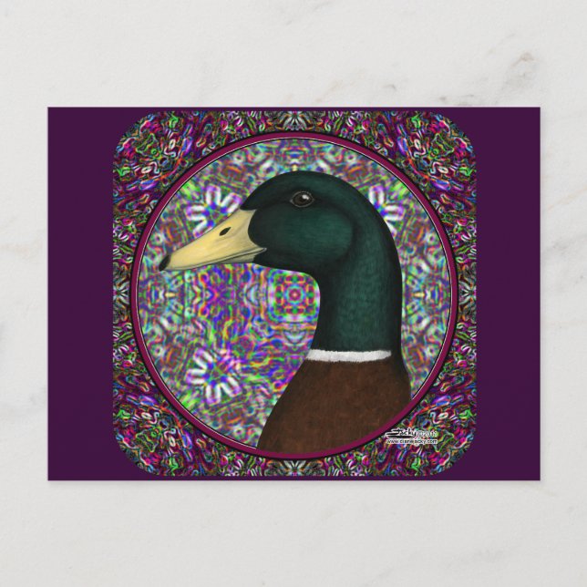 Mallard Drake Mosaic Circle Vykort (Framsida)