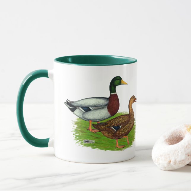 Mallard Drake och Anka Mugg (Med munk)