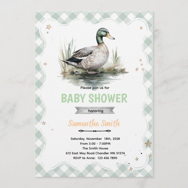Mallard Duck Baby Shower Invitation Inbjudningar (Framsida)