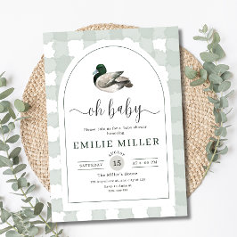 Mallard Duck Baby Shower Invitation, Neutral Green Inbjudningar