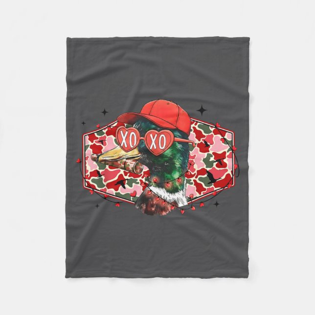 Mallard Duck Camouflage Happy Valentine's Day Hunt Fleecefilt (Framsidan)