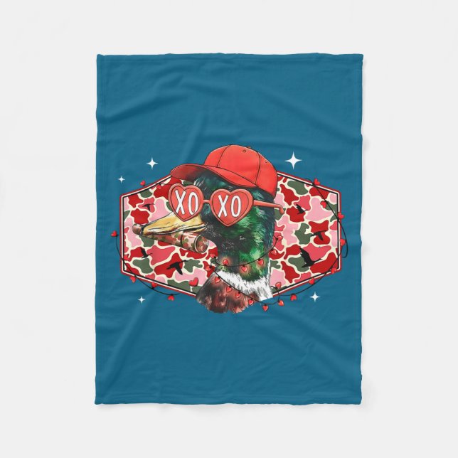 Mallard Duck Camouflage Happy Valentine's Day Hunt Fleecefilt (Framsidan)