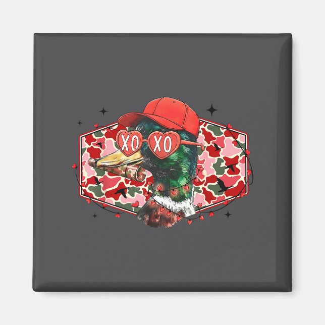 Mallard Duck Camouflage Happy Valentine's Day Hunt Magnet (Framsidan)