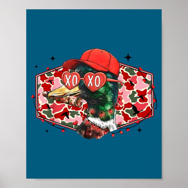 Mallard Duck Camouflage Happy Valentine's Day Hunt Poster (Framsidan)