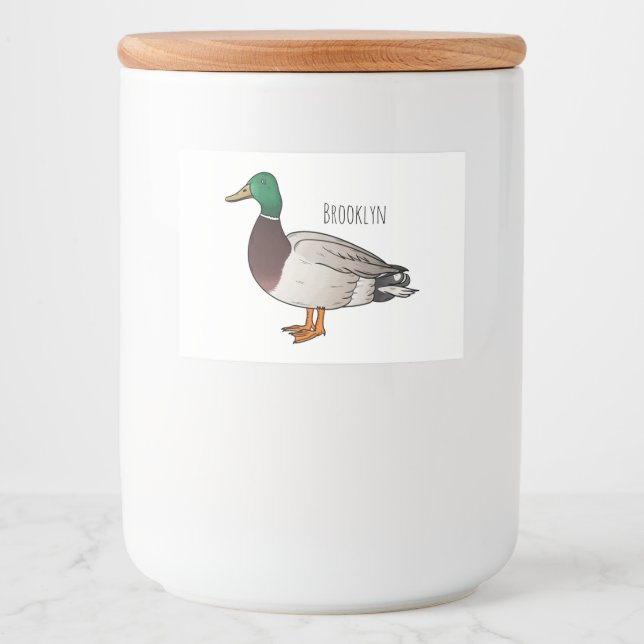 Mallard duck cartoon illustration  mat etiketter (Framsida)