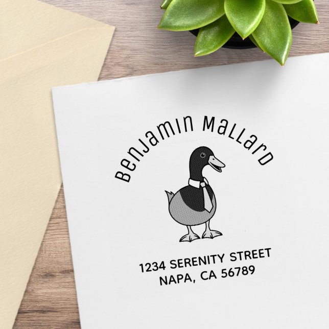 Mallard Duck Collar Necktie Arch Address Stämpel (Skapare uppladdad)