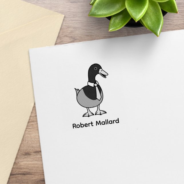Mallard Duck Collar Necktie Custom Name 1x1 Stämpel (Skapare uppladdad)