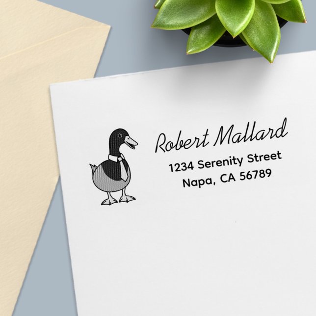 Mallard Duck Collar Necktie Return Address Självfärgande Stämpel (Skapare uppladdad)