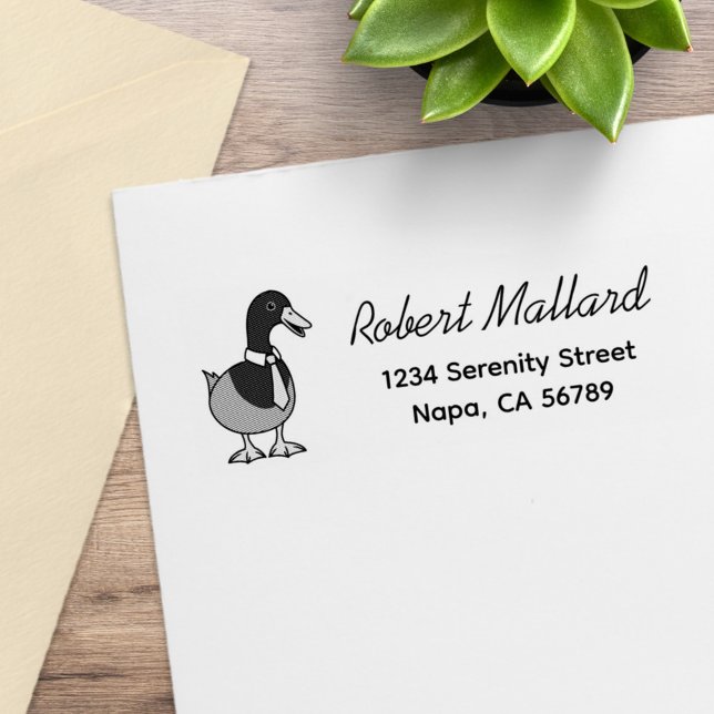Mallard Duck Collar Necktie Return Address Stämpel (Skapare uppladdad)