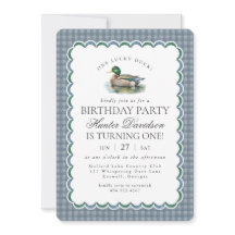 Mallard Duck Hunting Blue Gingham First Birthday