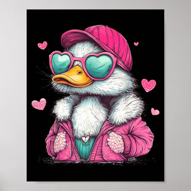 Mallard Duck Hunting Funny Valentine's Day Heart G Poster (Framsidan)