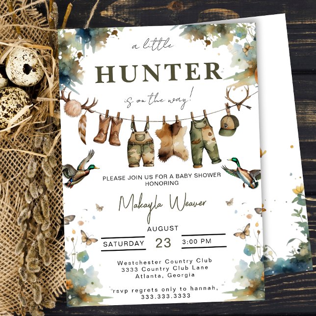 Mallard Duck Hunting Hunter Clothes Baby Shower Inbjudningar (Skapare uppladdad)