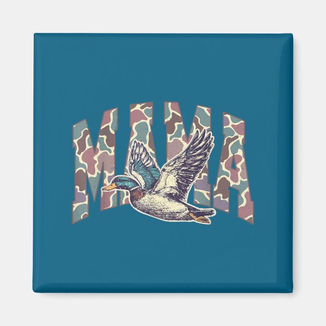 Mallard Duck Hunting Mama Retro Camouflage Daddy M Magnet (Framsidan)