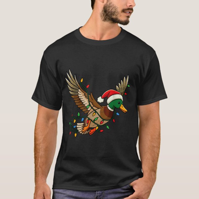 Mallard Duck Light Christmas Hunting Pajama Toddle T Shirt (Framsida)