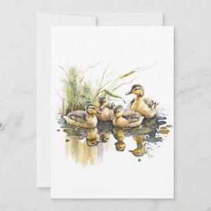 Mallard Ducklings i vattenfärger Julkort