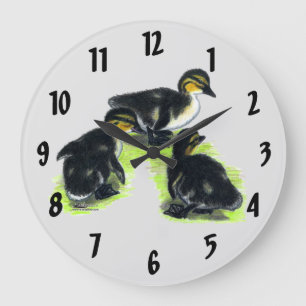 Mallard Ducklings Large Clock Stor Klocka
