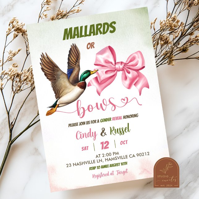 Mallard eller slinga Könsrevele Inbjudningar (Skapare uppladdad)