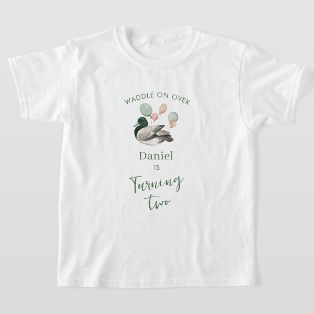 Mallard Lucky Duck Any Age Birthday  T Shirt (Laydown)