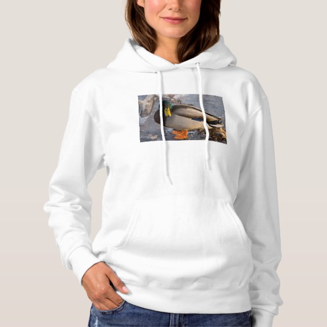 Mallard på Ice Sweatshirt Hoodie T Shirt (Framsida)