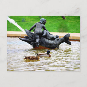Mallard Pair i J.C. Nichols Fontän, Kansas City Vykort