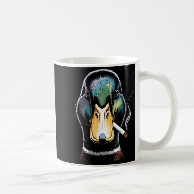 Mallard Smoking Cigarette Meme Funny Mallard Duck Kaffemugg (Höger)