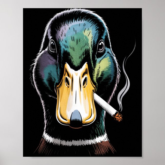 Mallard Smoking Cigarette Meme Funny Mallard Duck Poster (Framsidan)