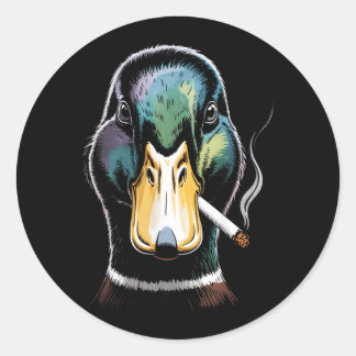 Mallard Smoking Cigarette Meme Funny Mallard Duck Runt Klistermärke