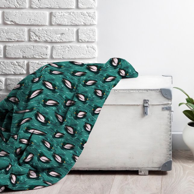 Mallards Swimming i Vatten Mönster Fleecefilt (Mallard pattern fleece blanket)