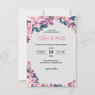 MALLAT WEDDING INVITATIONS ONLINE ELEGANT FLOWER TACK KORT