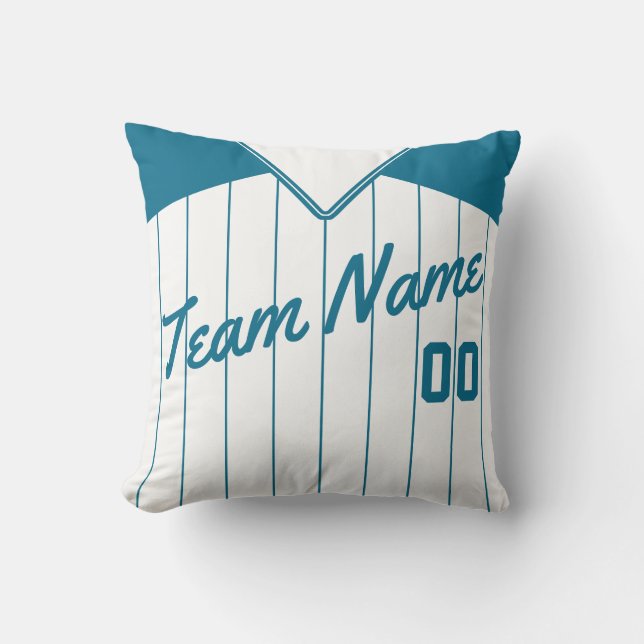 Mallen Baseball Jersey Anpassningsbar Teal Streck Kudde (Framsida)