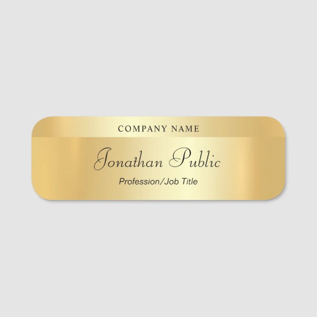 Mallen Calligraphy Script Elegant Glamor Guld Namnbricka (Framsida)