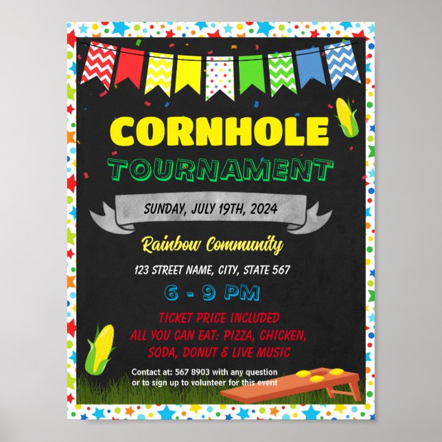 Mallen Cornhole Tournament Fundraiser Poster (Framsidan)