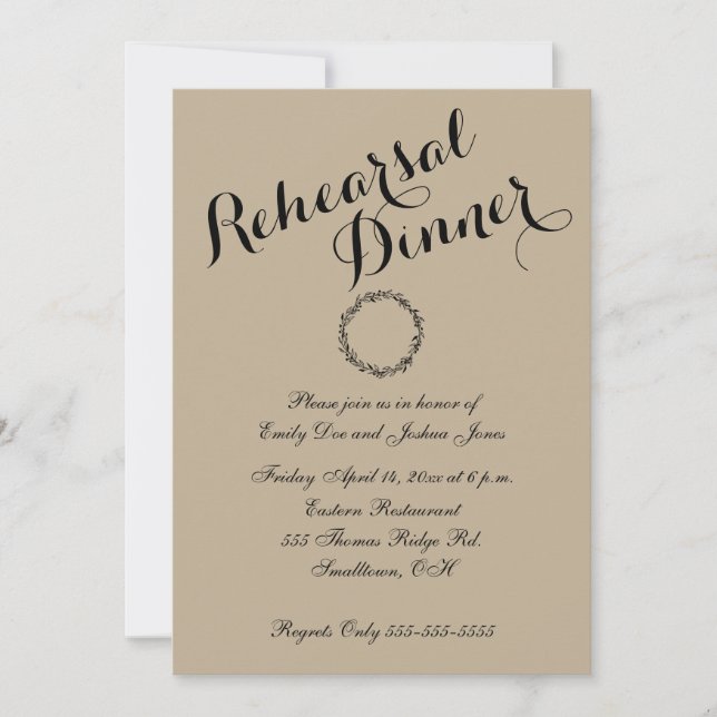 Mallen för bröllopsrepetitionsmiddagsinbjudan inbjudningar (Framsida)
