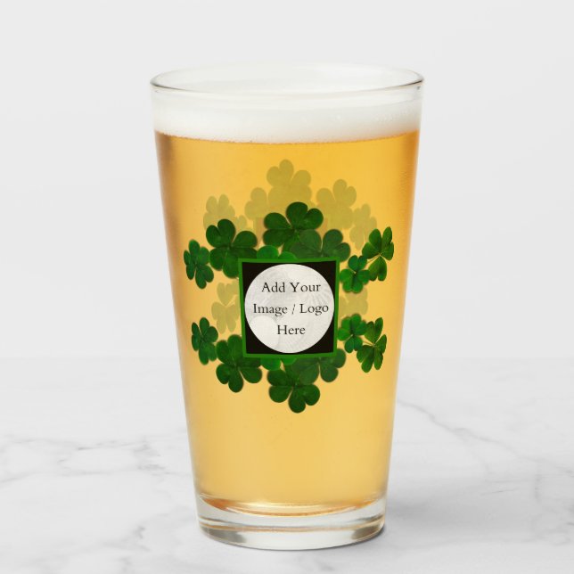 Mallen Irish Grönt Shamrocks Klöver Logotyp Glaskopp (Framsida fylld)