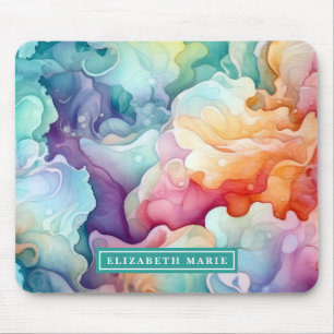 Mallen Rainbow Watercolor Stänk Namn Musmatta